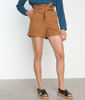 Picture of BRUNA TOBACCO BROWN COTTON PAPER BAG SHORTS